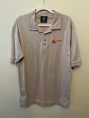 Vintage Cleveland Browns Lee Sport Tan Polo Men's Size Large FLAW